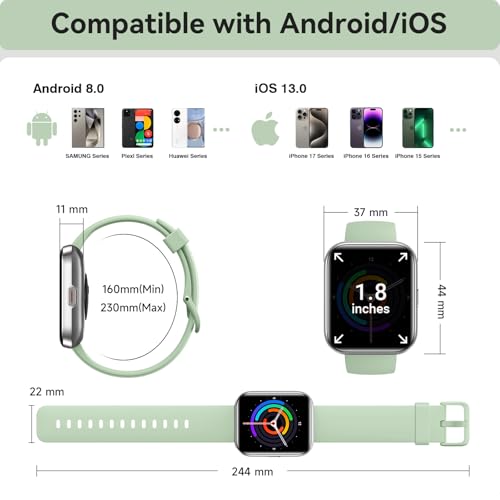 Smart Watches for Women Men, 1.85" Smart Watch Compatible iPhone/Samsung/Android (Answer/Make), Fitness Tracker Watch with Heart Rate/Sleep Monitor, Smartwatch 3ATM Waterproof 120+ Sport Modes, Alexa - image 9