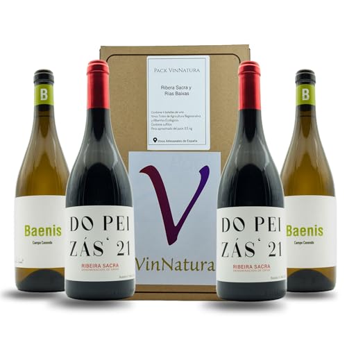 VinNatura | Pack 4 Botellas – Ribeira Sacra y Rías Baixas | Vinos Tintos de Agricultura Regenerativa y Albariños Ecológicos de Mínima Intervención