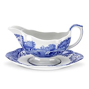 Spode Blue Italian Sauceboat and Stand