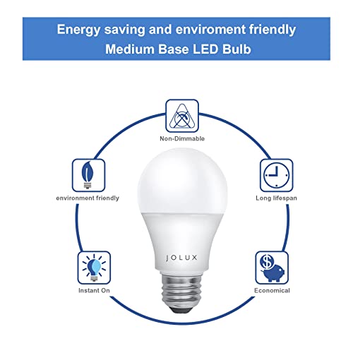 Jolux A19 E26 Led Bulb 60 Watt Equivalent, Medium Screw Base Bulbs, 8.5W 5000K(Daylight), 800 Lumens Enclosed Fixture Rated,Non-Dimmable,No Flicker,Ul Listed thumb #2