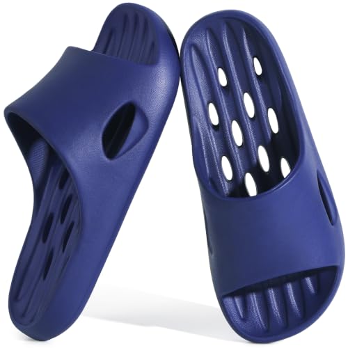 Aoowoll Shower Shoes for Men & Women,Non Slip Quick-Dry Slides, Blue EU46