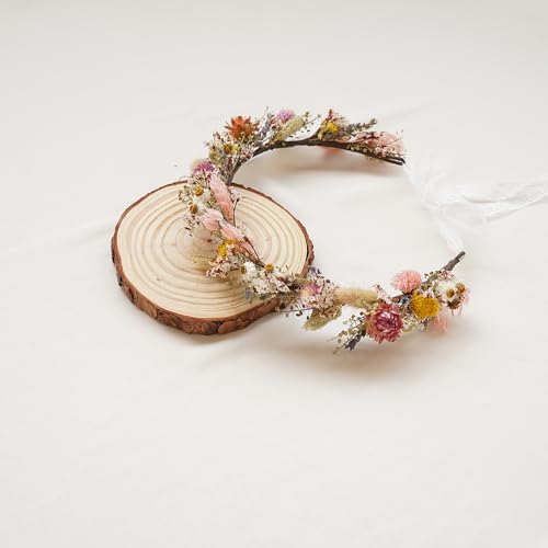 Corona de flores secas para boda para niña miniatura 6