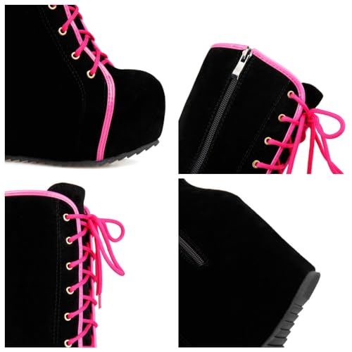 Image of Parisuit Women's Knee High Goth Platform Boots Lace Up Combat Boots