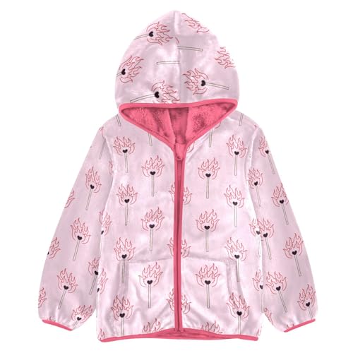 Burning Matches Toddler Fleece Jacket Baby Girls Hooded Zipper Long Sleeve Thick Warm Outerwear 3-10 Years