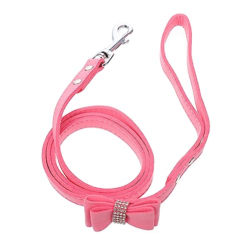 Yardwe Rhinestone Bow Pet Leash Adjustable Cat Dog Traction Rope Lightweight Pet Hauling Rope for Outdoor Use for Walking Training