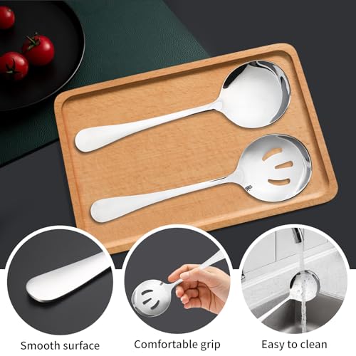 4 PCS Serving Spoon Set, Stainless Steel Serving Spoons Large, Serving Spoons Set with a 3-Wire Clip, Long Handle Table Spoons for Serving Kitchen Cooking Restaurant Banquet - Image 5