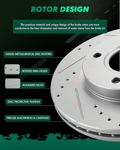 Image of SCITOO Front 10.16 inch Brake Pads and Rotors Kits Brakes Kit:54176;D1454-8653