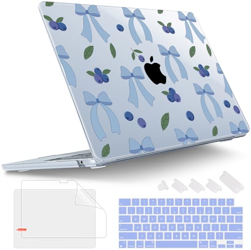 Image of Tuiklol for MacBook Air 13 inch Case M5 2026 M4 2025 M3 2024 M2 2022 Release Model A3449 A3240 A3113 A2681,Plastic Hard Shell Cover for MacBook Air 13.6 with Touch ID, Blue-Berries