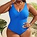 Plus Size Women One Piece Swimsuit Solid Tummy Control Bathing Suit Full Coverage Ruched Swimwear 2026 Fashion Blue