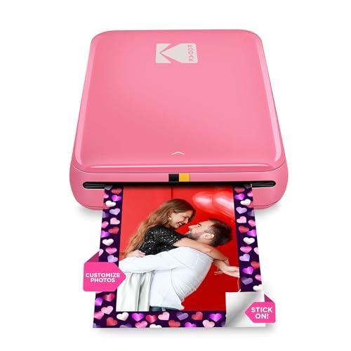 Kodak Step Instant Photo Printer with Bluetooth/NFC, Zink Technology & Kodak App for iOS & Android (Pink) Prints 2x3” Sticky-Back Photos.