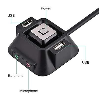 Desktop Computer Power Switch with USB Ports, Reset, and Audio Microphone Port, for Internet Cafes and Families