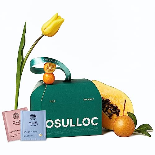 Osulloc Tea Scent Gift Set (24 Count, 6 Flavors X 4 Ea), Uniquely Packaged Tea Sampler - Self Care Gift Box, Premium Organic Pure & Blended Tea From Jeju #TOP4