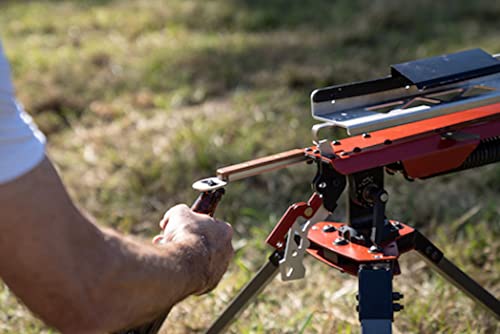 Image of Ferus Outdoors Clay Thrower - XT210 Collapsible Sporting Clay Target Thrower - Pigeon Thrower - Skeet and Trap Thrower, Red and Gray, Carry Bag Included