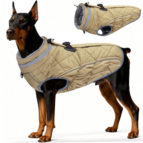 Yoochee Dog Coat, Warm Dog Winter Coat for Large Dogs, Waterproof Jacket with Harness Built in,...