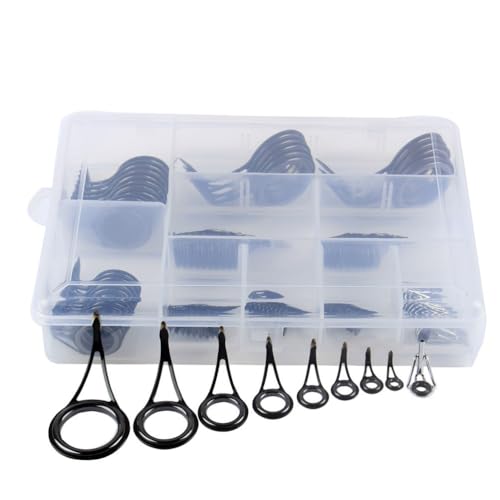 Kit 90 piezas anillas reparacion cañas pesca miniatura 1