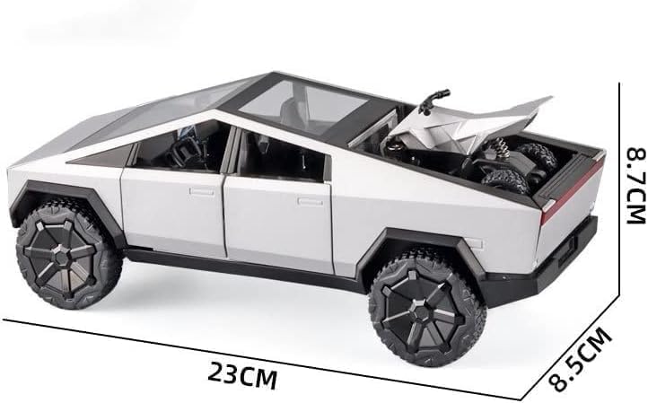 Image of Play Boy 1:24 Big T Cybertruck Model Diecast Metal Alloy Pullback Toy Vehicle with Openable Doors Light and Music Car for Kids (Multicolor)