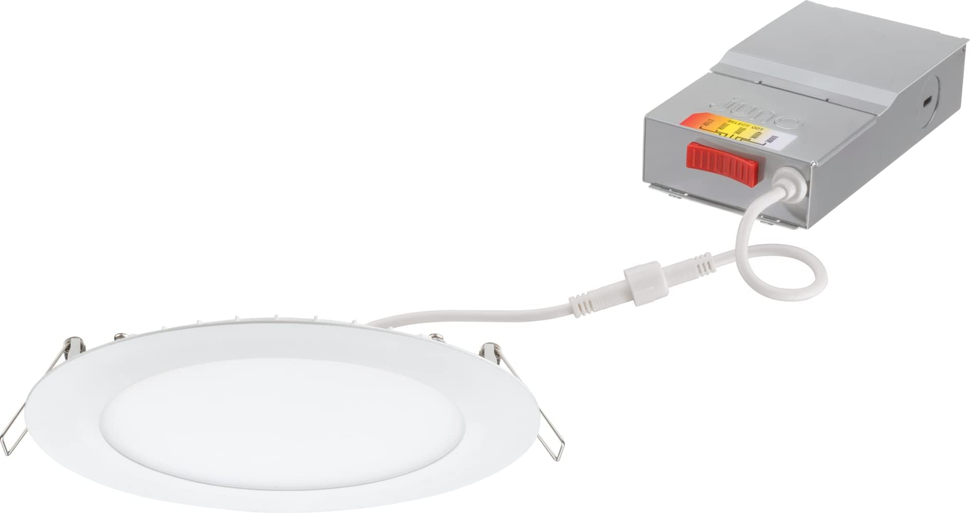 Juno LED Recessed Lights 6 Inch Round Wafer Downlight, 5-in-1 Switchable White Color Temperature, 120 Volts, 6-Inch Ultra-Thin Flat Trim, Matte White (WF6 SWW5 90CRI MW M6)