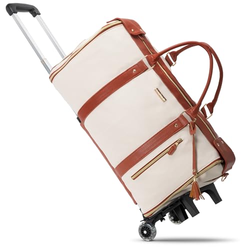 LUHXE Travel Convertible Carry On Garment Roller Bag with Shoe Pouch & Detachable Shoulder Strap – Snow