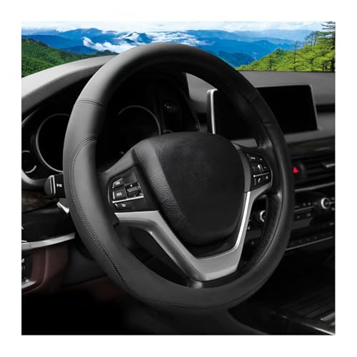 FALVFUN Car Steering Wheel Cover, 14.5"-15" Leather Anti-Slip Sporty Vehicle