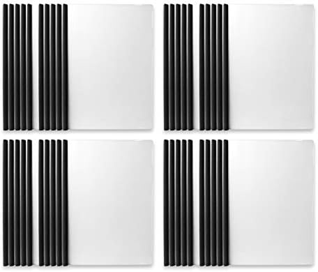 Binditek 40 Pack Clear Report Covers with Sliding Bars,Black,9mm Sliding Bar File Folder Binder,40 Sheet Capacity.