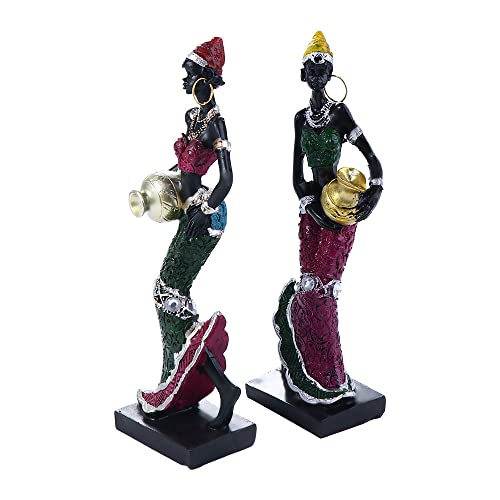 Estatua Africana Tribal Vintage de Resina Plateada 15.7 cm miniatura 6