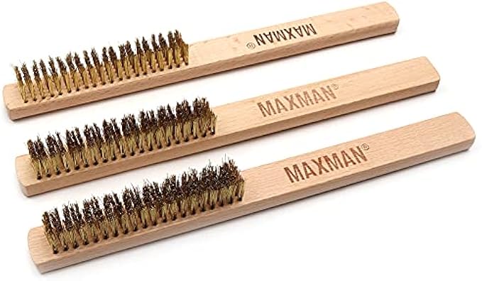 Brass Brush,Soft Brass Bristle Wire Brush,Wire Scratch Brush with 10" Beechwood Handle,3Pcs