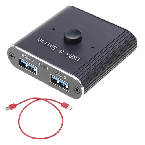 MALSSE Conmutador USB de aluminio, 2 ordenadores, 1 dispositivo para impresora, teclado, escáner, con 1 cable USB 3.0, interruptores de aluminio