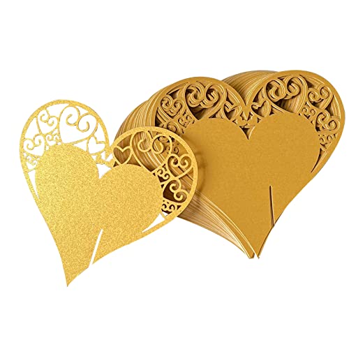 Fayemint 50 Pièces Forme Coeur Nom Carte, Carte Verre Marque Place, Place Coeur Mariage Fete...