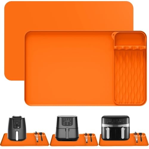 Tapis en silicone résistant à la chaleur pour comptoir, convient pour la cuisine et un usage quotidien comme dessous de plat ou pour attraper les gouttes et les déversements (orange)