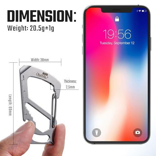 KeyUnity KS00 Carabiner Clip Multitool Stainless Steel 7 Tools in 1, Quick Release Clasp, Wrench, Cross Screwdriver, Slotted Screwdriver, Bottle Opener, Ruler, Key Holder (Silver) by KeyUnity - Image 5