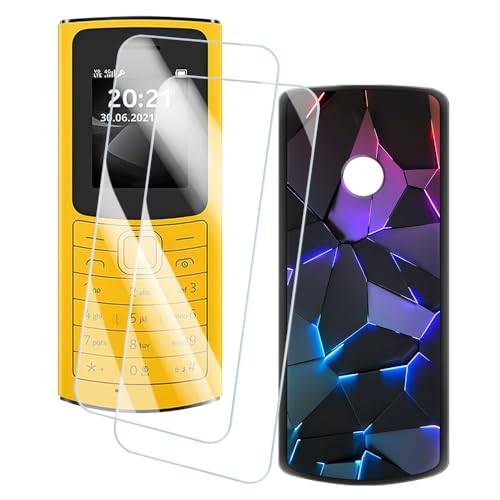 OAGELIM 2�Z�b�g �X�N���[���v���e�N�^�[ + �P�[�X Nokia 110 4G 2021 (1.8 �C���`) �Ƃ̌݊������� �A�[�e�B�X�e�B�b�N�J�X�^���v�����g�J�o�[�Ƌ����K���X�t�B���� �X�N���b�`�h�~ (�􂯖�)