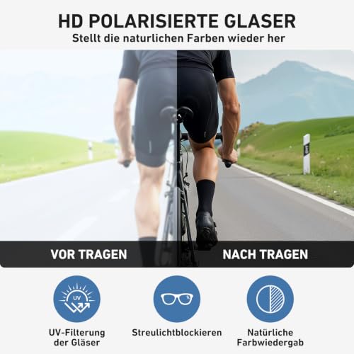 HAAYOT Schnelle Brille, Sportbrille, Fahrradbrille für Herren und Damen – 24g leichter TR-90-Rahmen, polarisiert und UV400… – Ansicht 4