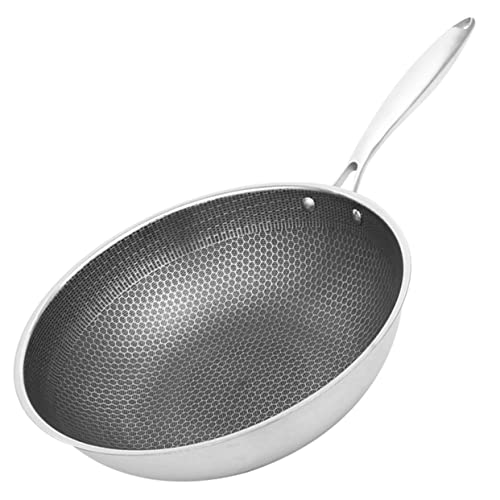Ciieeo Stainless Steel Wok Honeycomb Cooking Pan Non Stick Stir Fry Wok Pan for Gas/electric Stove