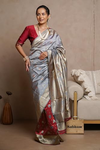 Image of MIRCHI FASHION Women Saree | Jacquard Banarasi Silk Woven Ethnic Motif Office Wear Sari