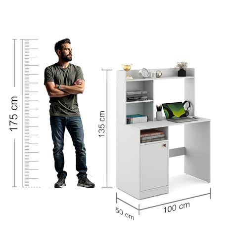 Image of Revon Study Table | Engineered Wood | Frosty White Finish | Free Standing | Stylish and Durable | Knock Down | 36 Months Warranty