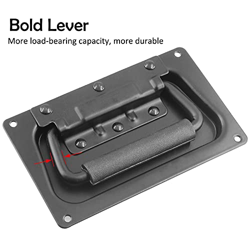 Bonsicoky 2Pcs Recessed Spring Loaded Speaker Handles, 5.1" X 3.15" Chest Cabinet Speaker Case Handles, Black #TOP4