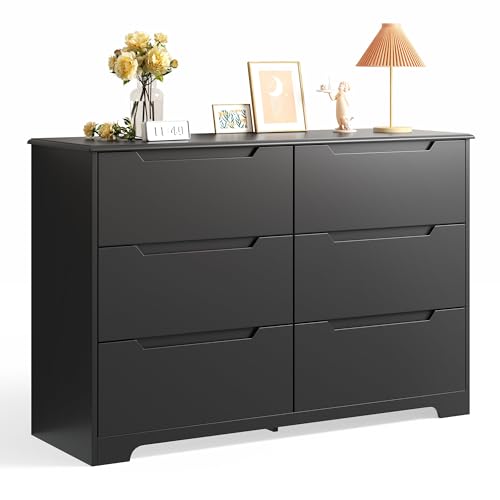 Gizoon 6 Drawer Double Dresser for Bedroom with Anti-Tip Design,