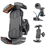 Worpurrt 自転車 スマホホルダー 自転車 バイク スマホホルダー ミラー取り付け 携帯ホルダー 片手操作「10秒で取り付け」360度回転 振動吸収 携帯ホルダー 脱落防止 強力保護 耐久性 脱着簡単 IPhone Samsung Galaxy S21 Xperia Android 4.7－7インチに対応 (オレンジ色)