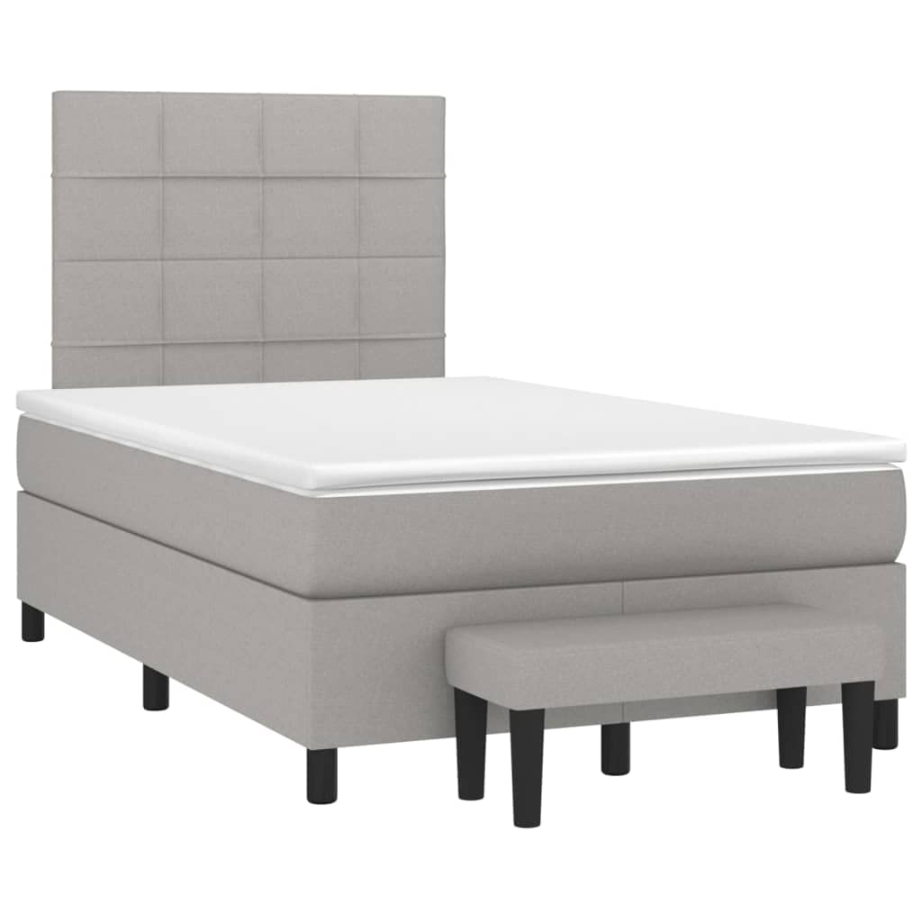 Cama con somier con colchón, color gris claro, 120 x 200 cm, tela, cama tapizada, cama individual con cabecero ajustable, marco de cama de poliéster, que ahorra espacio, muebles para jóvenes