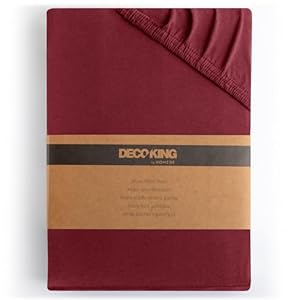 DecoKing Fitted Sheet Super Emperor 100% Combed Cotton Soft Jersey Bed Sheet 200x220-220x240 cm Burgundy Amber