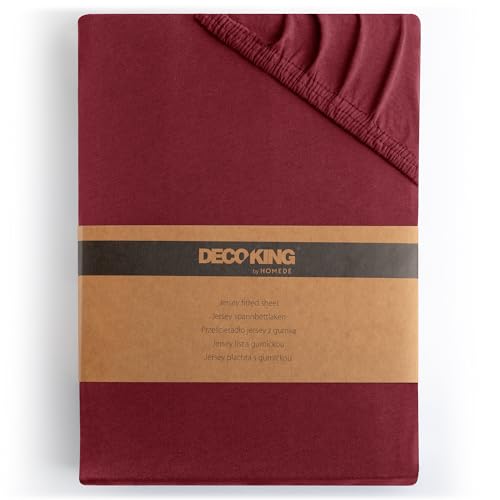 DecoKing Drap-Housse 80x200-90x200 cm 100% Coton Peigné Jersey Doux Drap Housse 80x200cm - 90x200cm Bordeaux Amber