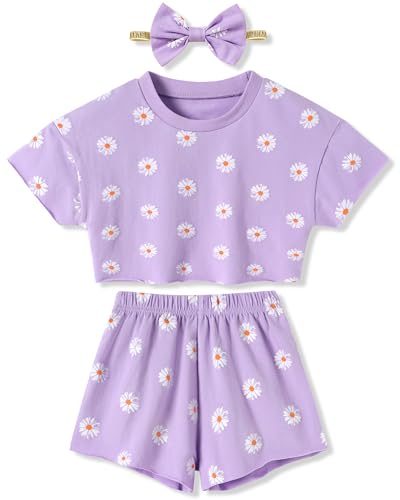 Image of SANMIO Toddler Girl Clothes Summer 3 Piece Outfits Cute | Short Sleeves Checkered Tops Shorts and Headband Girls Clothing Set