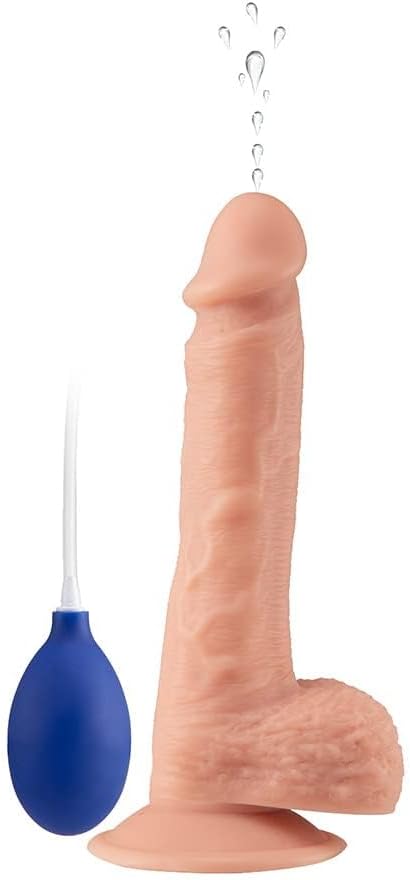 Realistic Squirting Dildo Ejaculating Penis for Beginners with Strong Suction Cup for Hands-Free Play,Soft Dildo with Curved Shaft and Balls for Women G-Spot and Anal Prostate Play 8.47 inch