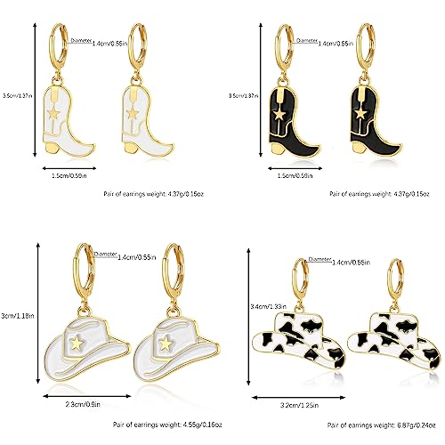 Cowgirl Earrings,9 Pairs Cowboy Boot Earrings,Western Cowgirl Boot Hat Dangle Earrings Gift2