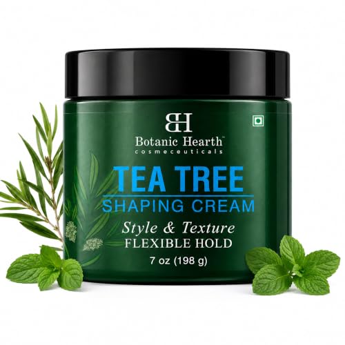 Botanic Hearth Tea Tree Shaping Cream Hair Styling Cream With Collagen & Biotin | Style & Texture Strong & Flexible Hold For All Hair Types | Men And Women | Made In Usa | 7 Oz
