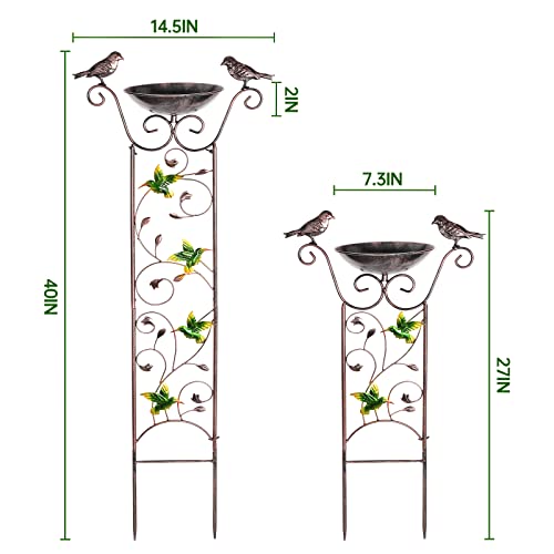 Desgully Banheira para pássaros com treliça de jardim para plantas trepadeiras ao ar livre, com tige