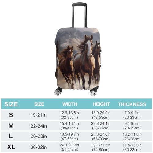 Horses Printed Luggage Cover Protector, Fits 18-32 Inch Luggage2