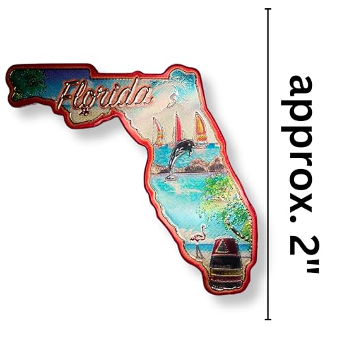 Imán decorativo con forma de Florida de 2 pulgadas miniatura 3