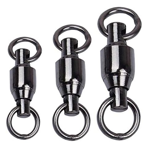 HiUmi Black Nickel Finish Super High Strength Saltwater Big Ball Bearing Swivels Welded Rings (Size5 (134lb) 50Pack) Cover