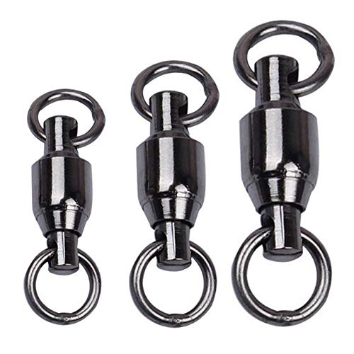 HiUmi Black Nickel Finish Super High Strength Saltwater Big Ball Bearing Swivels Welded Rings (Size7 (209lb) 50Pack)